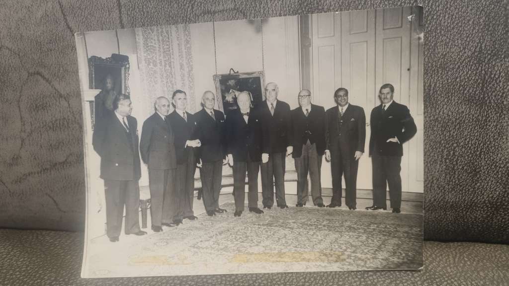 Photo: Winston Churchill, D.F. Malan, Prime Minister of South Africa, Godfrey Huggins of Rhodesia
