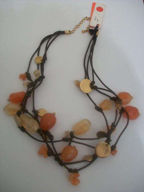 Amazing Necklace with real stones and leather. British Miglio. Was marked 110 pounds.HUGE DISCOUNT!