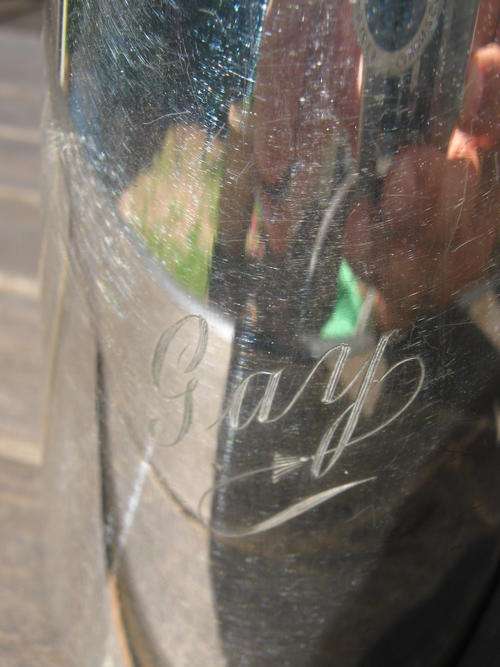 GAY MUG! INSCRIBED " GAY ". Large Silver Plated Tankard Excellent condition.  EPNS Made in England.