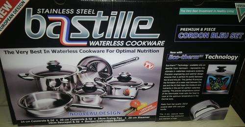 Bastille Waterless Cookware Premium 8 piece Cordon Bleu Set Brand New