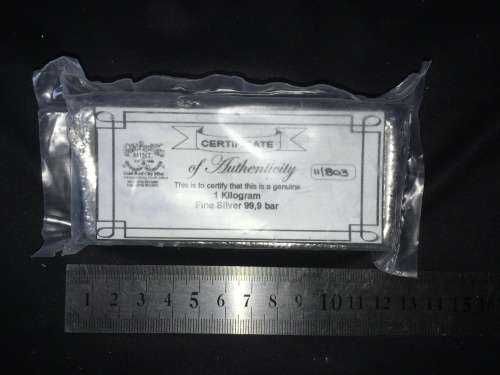 SILVER (1kg) .999 BAR + CERTIFICATE