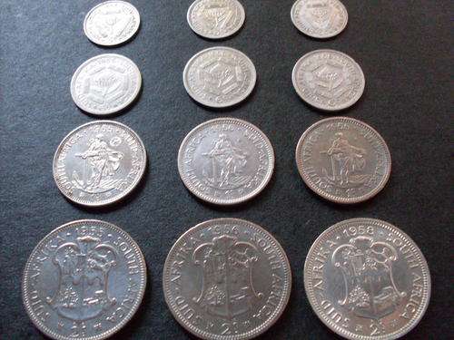 RARE SILVER: 1955, 1956, 1958: 2s, 1s, 6d, 3d SOME UNC / AU ? Full Mixed sets.. CV = R1000.00