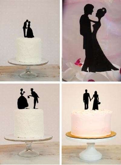 Reception - Black Silhouette Wedding Cake Toppers