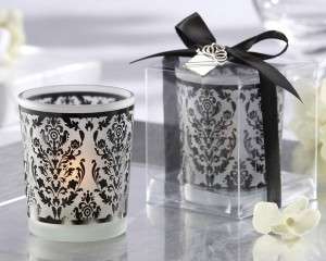 Kate Aspen - Wedding Favor - Damask Tradition - Frosted Glass - Tea light Holder (4 set)