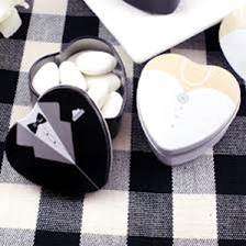 Wedding Favour - Tuxedo or Bride Heart Shaped Tins