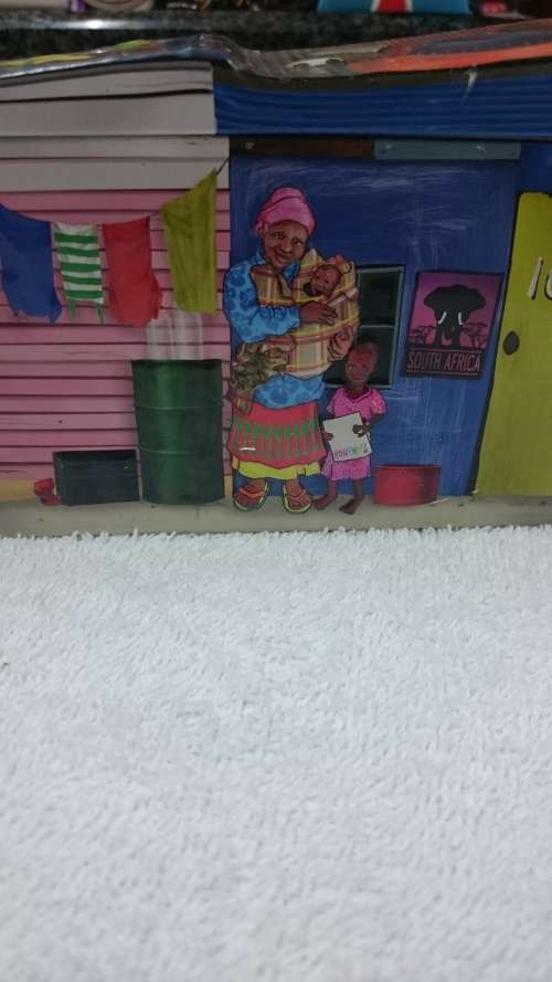 #Vintage 3d savings tin houses and people#