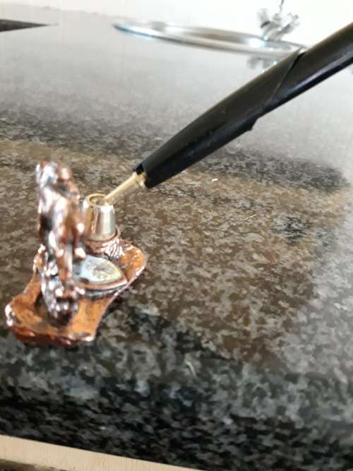 ##Kruger national park bronzed elephant with Schneider K100 ballpoint pen##