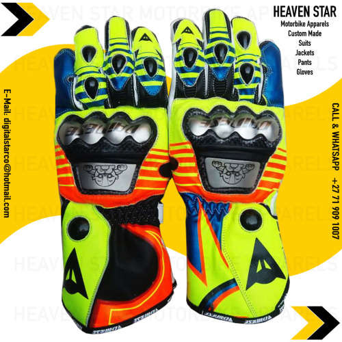 Motorcycle Motorbike Gloves 2016 Dainese Neon Green VR 46 Geniune Leather All Sizes Available