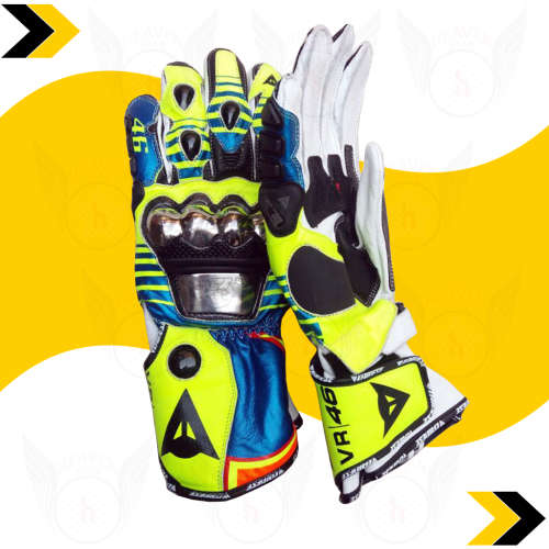 Motorcycle Motorbike Gloves 2016 Dainese Neon Green VR 46 Geniune Leather All Sizes Available