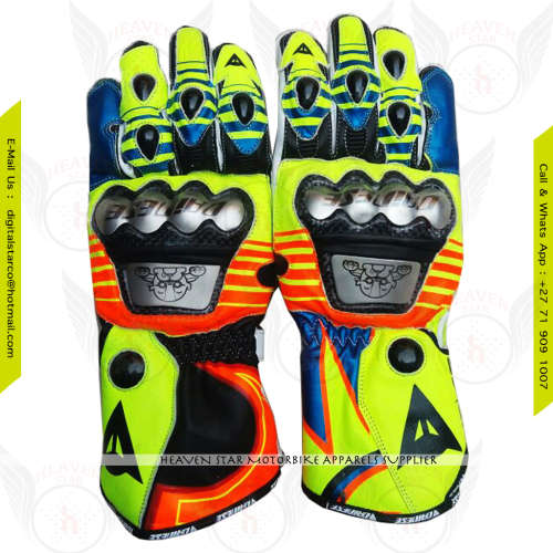 Dainese Steel Pro Motorbike Gloves The Doctor VR46 Neon Green Geniune Leather Racing Gloves