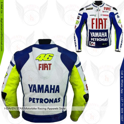 YAMAHA FIAT Valentino Rossi VR 46 Motorbike Racing Leather Jacket Mens Sizes