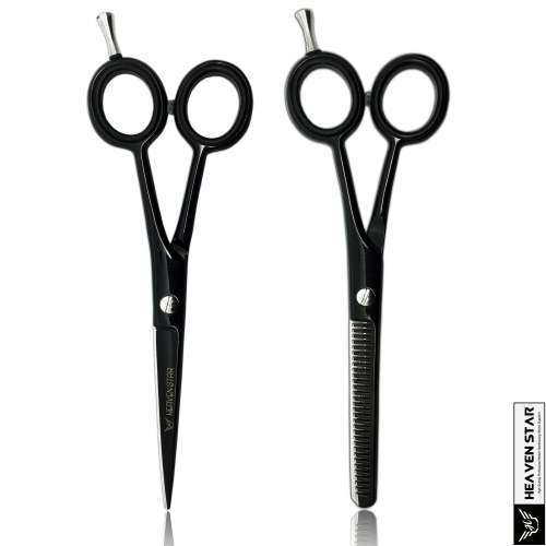 Professional Barber Haircutting & Thinning Scissors Black Matte 6.0" Shears Set | Local Stock |