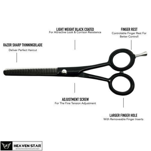 Professional Barber Haircutting & Thinning Scissors Black Matte 6.0" Shears Set | Local Stock |