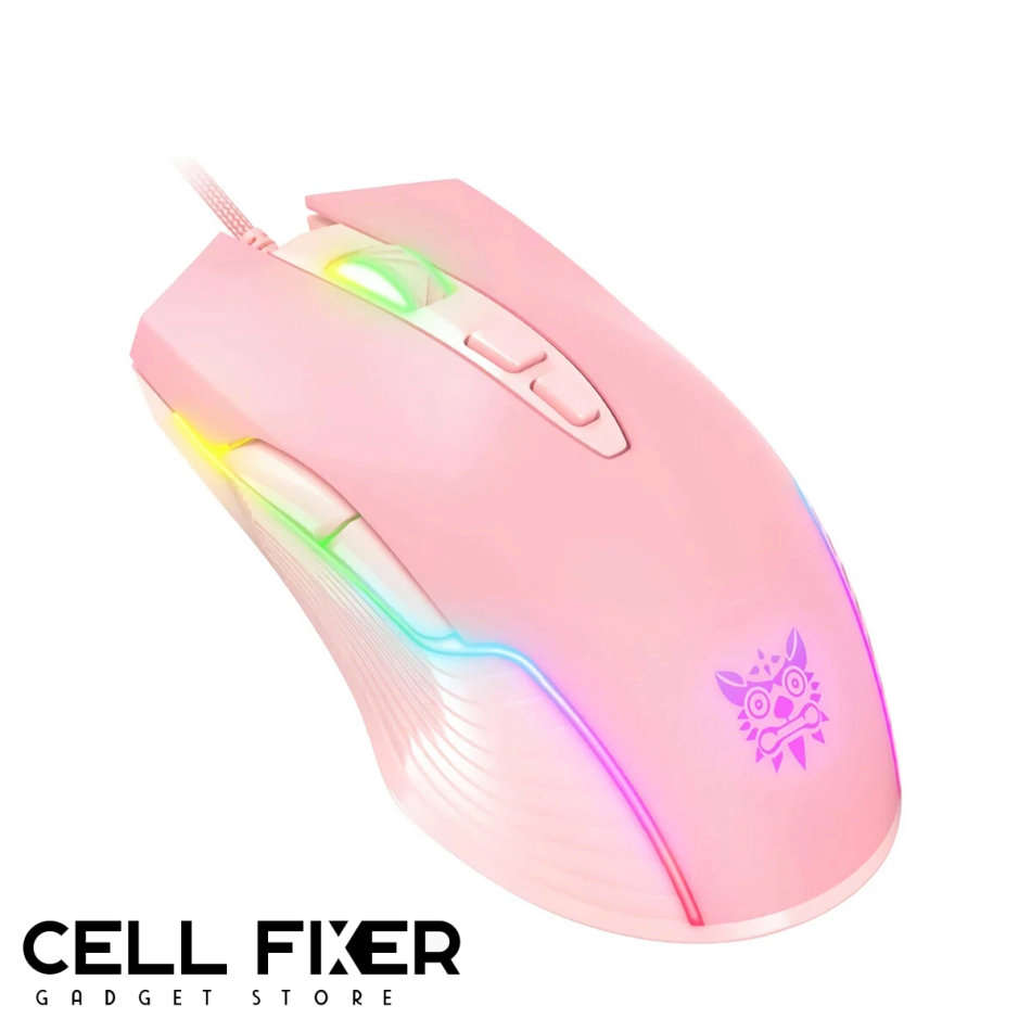 ONIKUMA Professional 104 Keys Gaming Wired Keyboard & 6400DPI RGB Mouse for Laptop PC Gamer - PINK
