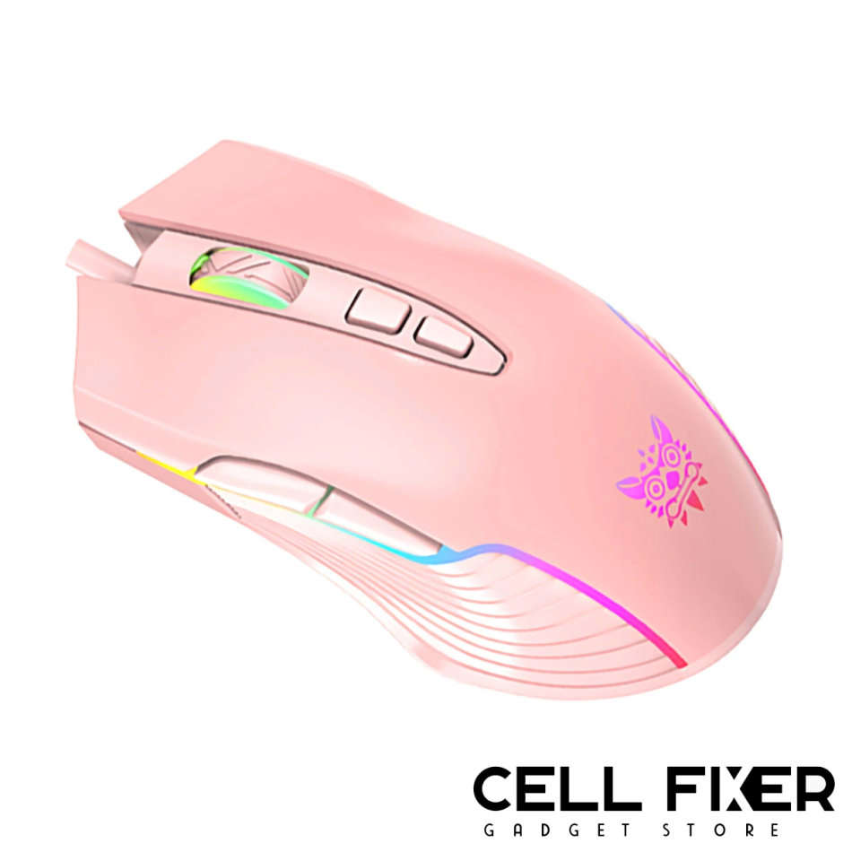 ONIKUMA Professional 104 Keys Gaming Wired Keyboard & 6400DPI RGB Mouse for Laptop PC Gamer - PINK
