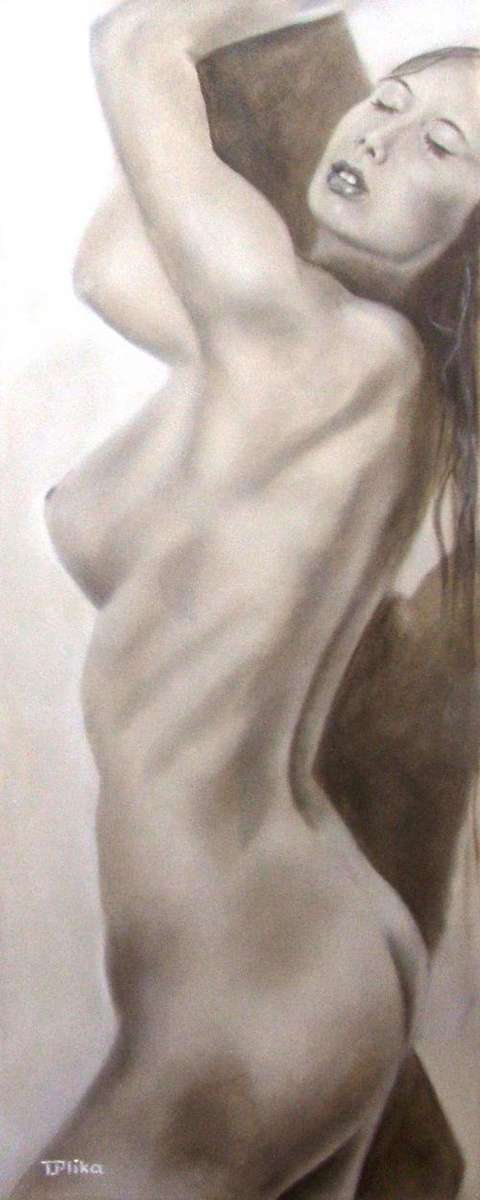 ORIGINAL ACRYLIC PAINTING - NUDE GIRL BY TIINA PLIKA