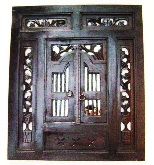 Very Large Vintage frame with mirror...Solid dark engraved wood!