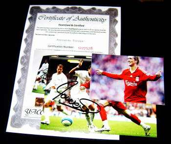 Hand Signed with Certificate - Fernando Torres Signed Photo