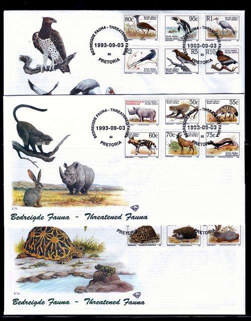 South Africa Official F.D.C's - 1993- 6th Defins - three covers No.6.1a, 6.1b, 6.1c unaddressd.