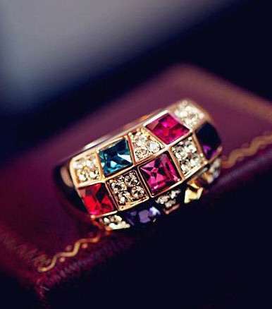 18K GP Austria Zircon Crystal Ring (Size 6)