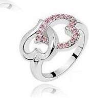 Rhinestone Double Heart Ring