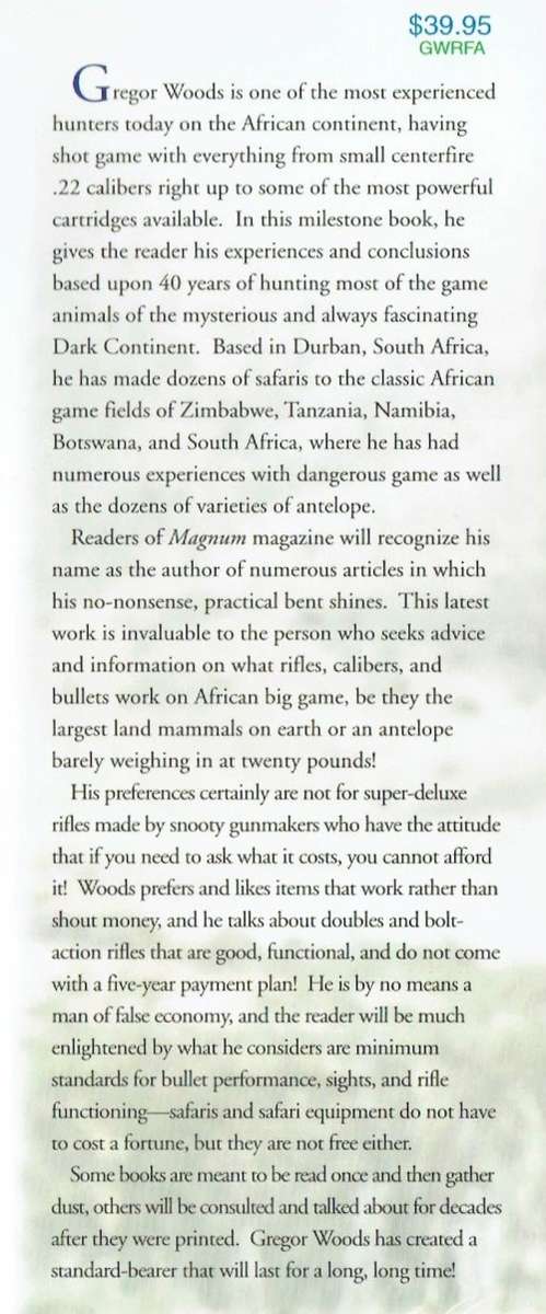 Gregor Woods, Rifles for Africa (hunting)