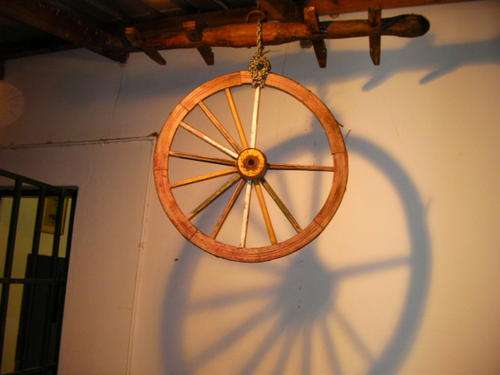 Small wagon cart wheel and yoke
