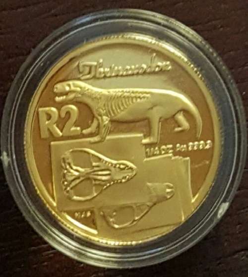 1999 Thrinaxodon S.A. Gold Coin, R2 Gold 1/4oz (7.777 gram) 24 carat MINT