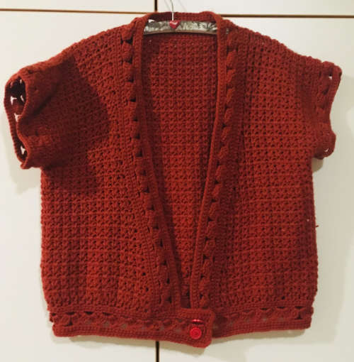 Vintage Rust Crochet Cardigan Size: L