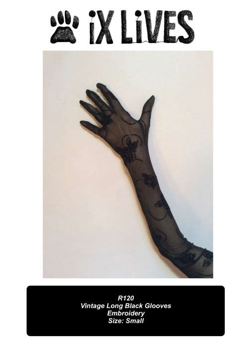 Vintage Long Black Gloves Size: S