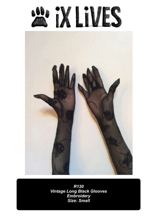 Vintage Long Black Gloves Size: S