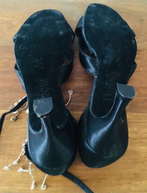 Danica Black Satin Dancing Shoes Size: 2