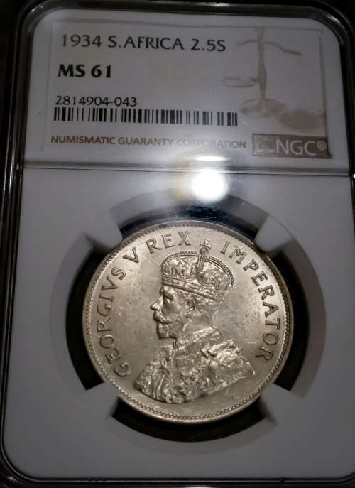 1934 Halfcrown NGC MS61