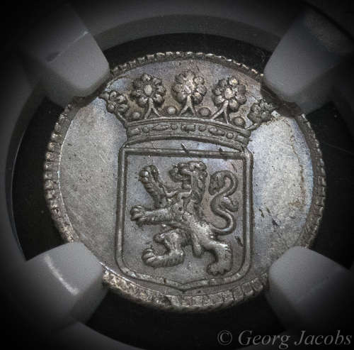 1755 Silver Half Duit VOC Holland NGC MS62 - Start @ R1 !!!!