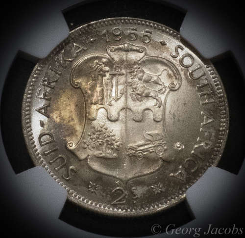 1955 Two Shillings Brilliant Unc NGC MS63 Start @ R1 !!!
