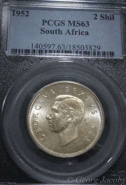 1952 Two Shillings Brilliant Unc PCGS MS63 - Start @ R1 !!!!