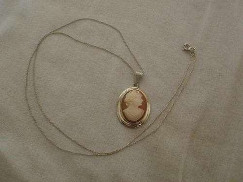 CAMEO SET IN 835 SILVER FRAME WITH STERLING SILVER CHAIN