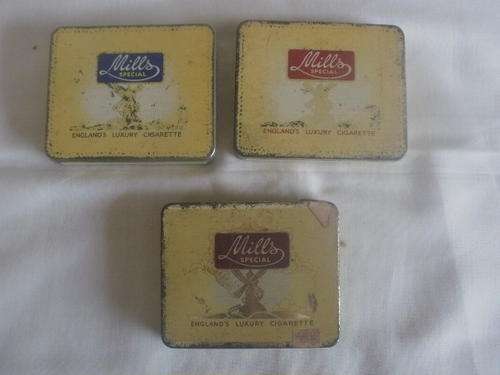 THREE SMALL MILLS CIGARETTE TINS