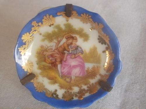 BLUE LIMOGES MINIATURE PLATE