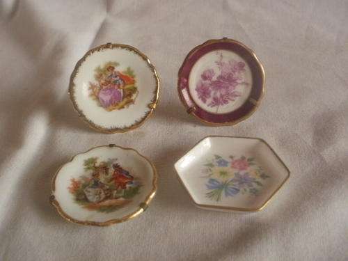 X3 MINIATURE LIMOGES PLATES & X1 SPODE PIN DISH