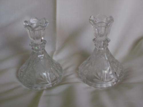 PAIR GLASS CANDLE STICK'S