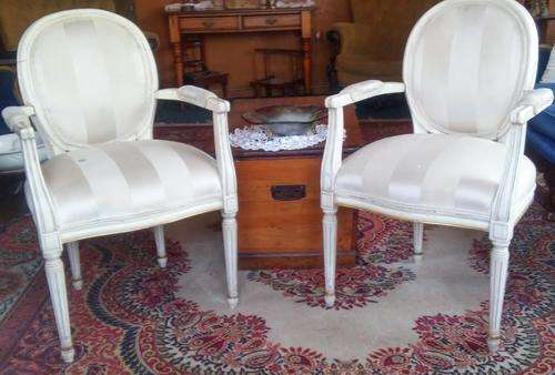 TWO WHITE FRENCH STYLE CHAIR'S