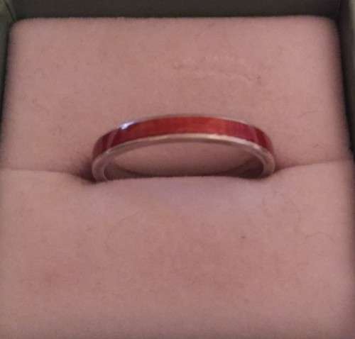 SILVER & BROWN ENAMEL RING