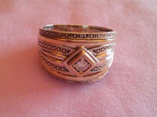 925 SILVER, GOLD & DIAMOND RING