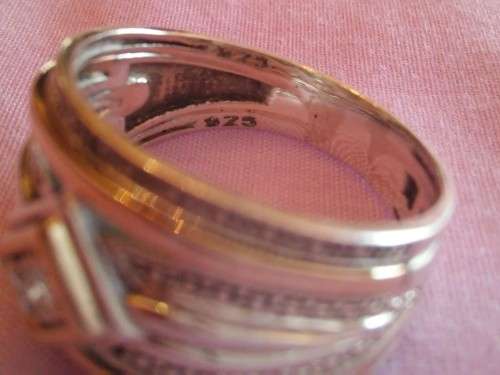 925 SILVER, GOLD & DIAMOND RING