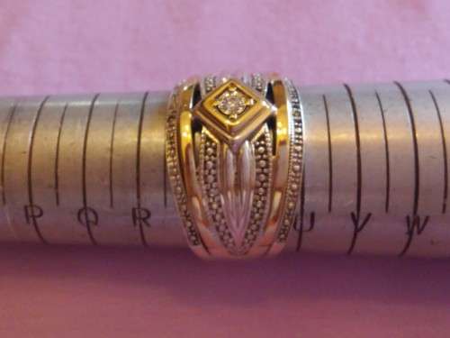925 SILVER, GOLD & DIAMOND RING