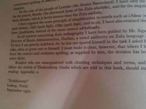 BARRIER OF SPEARS DRAMA OF THE DRAKENSBERG BY R.O. PEARSE - 1973
