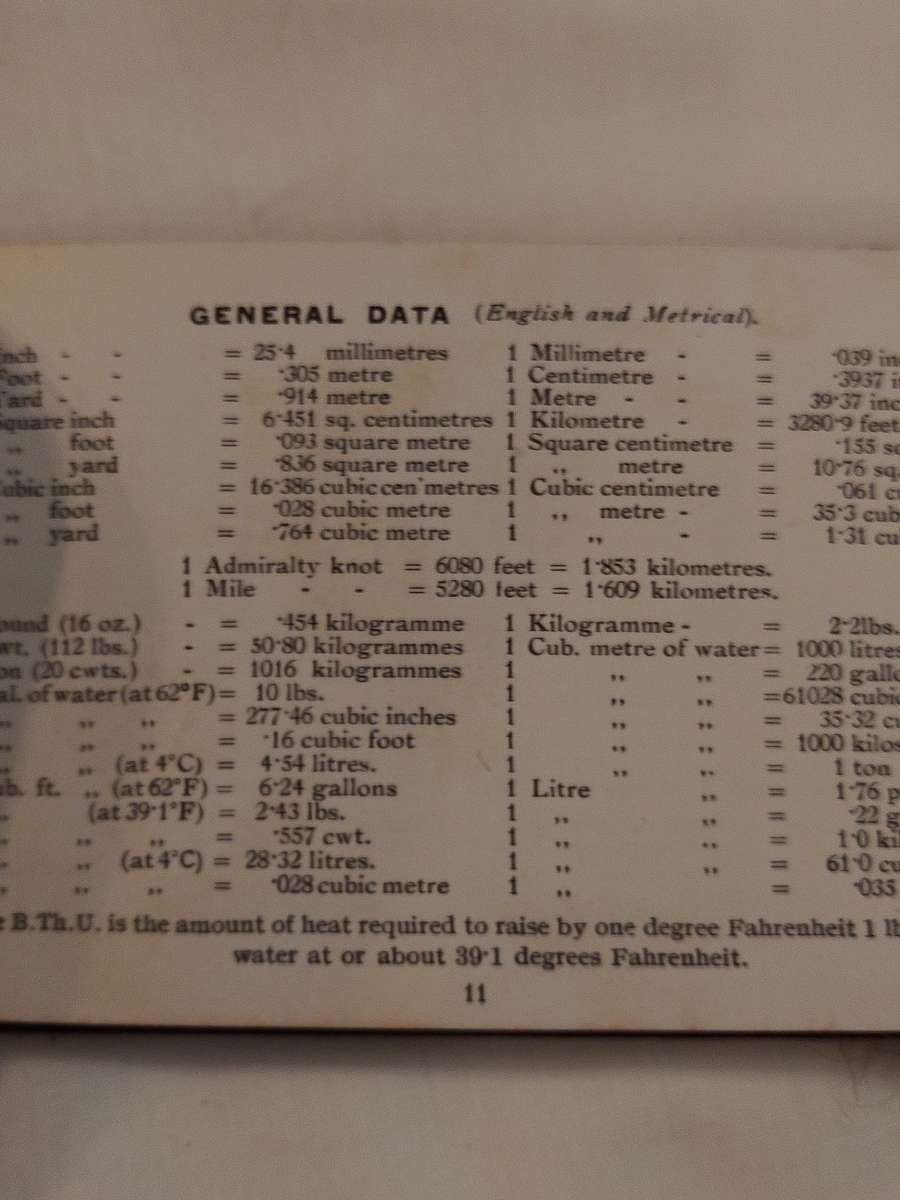 Useful Tables for Engineers and Steam Users. Babcock & Wilcox Ltd. x2 Pocket Books