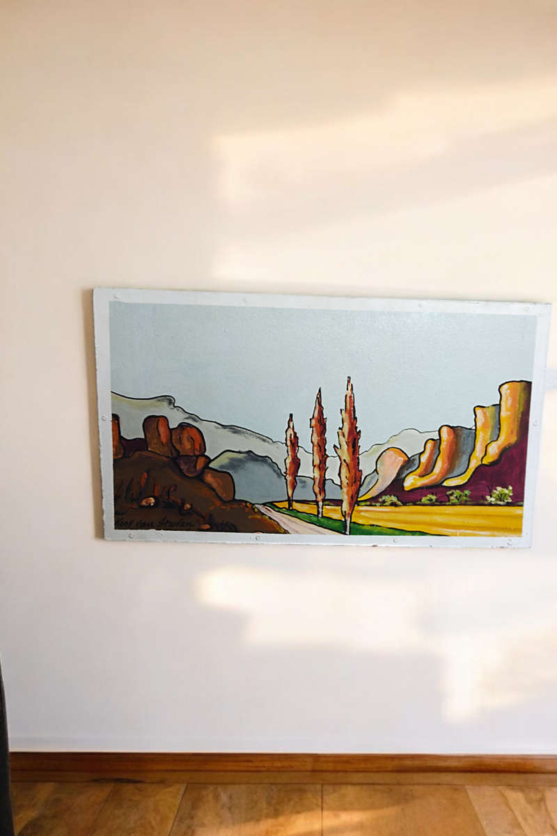 Painting on masonite with wooden frame by Koos van Staden