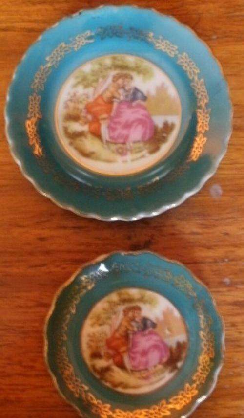 TWO MINIUTURE PLATES =LOOKS LIKE LIMOGES